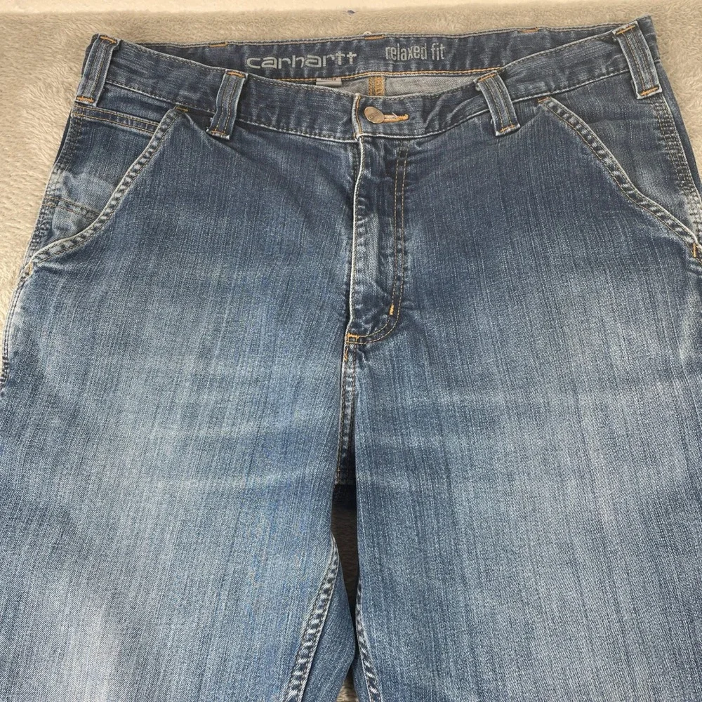 Carhartt Carpenter Jeans Mens 36x33 Blue Rugged Flex Relaxed Fit Workwear‎ Denim